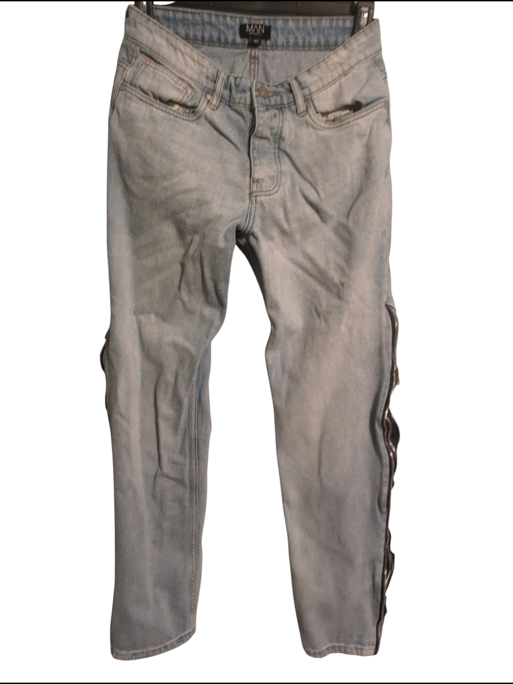 Vintage Man boohooMan Zippers Button Fly Unique Jeans Denim 32x30 - Picture 2 of 14